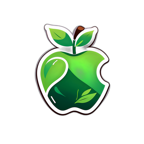 Adesivo Minimalista con Logo Apple e Elementi Naturali