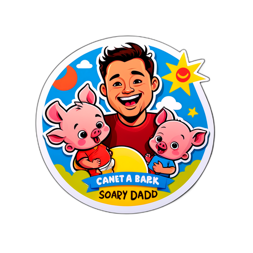 搞笑小猪贴纸:即将成为爸爸与宝宝的幽默插画