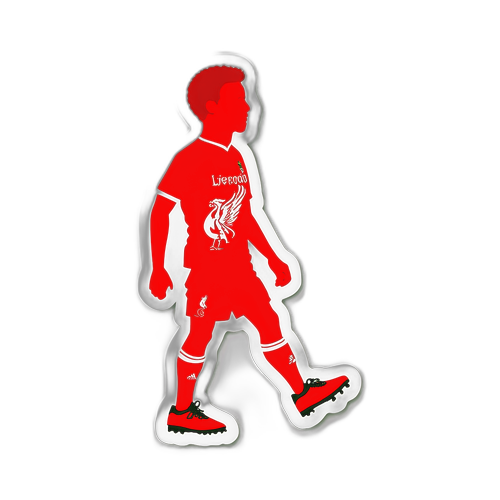 Sticker fan Liverpool cu silueta iconică a Anfield și fraza 'You’ll Never Walk Alone'