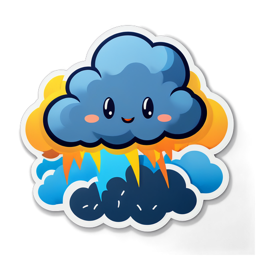 Meet the Thundercloud: Adorable Sticker That Makes Storm Warnings Fun!