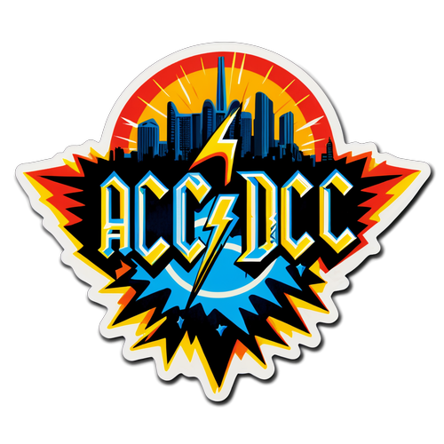 Retro AC/DC Klistremerke med Oslos Skyline