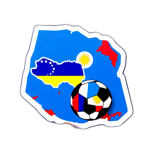 Adesivo Minimalista: Uruguay e Venezuela con Pallone da Calcio