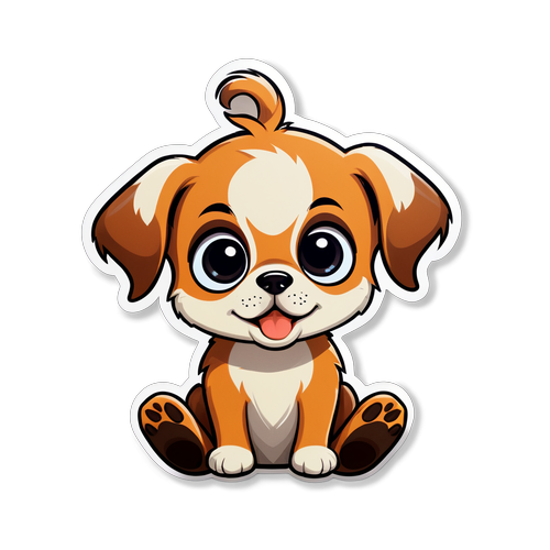 Adorable Puppy with Big Eyes Sticker