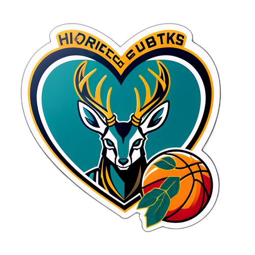 Adesivo de Coração e Basquete