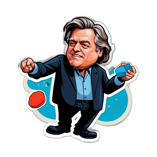 Caricature de Steve Bannon jonglant avec des idées politiques