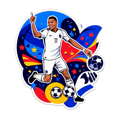 Mbappé Sticker mit künstlerischen Darstellungen seiner besten Tore