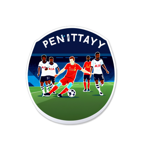 Diseño de una pegatina de acción rápida de un penalti entre Liverpool y Tottenham