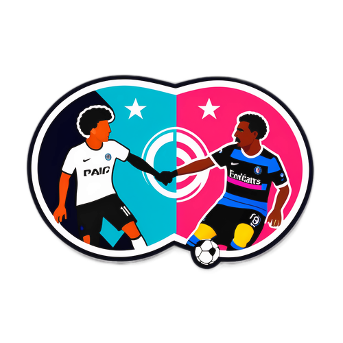 PSG와 인터 마이애미의 축구 경기 스티커