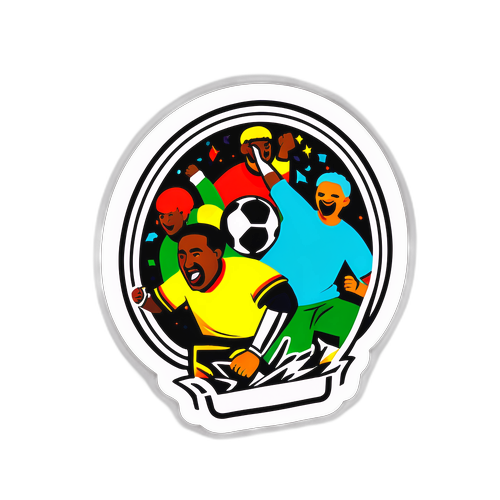 Наклейка, що поєднує елементи концерту та футбольного матчу, яка святкує культуру