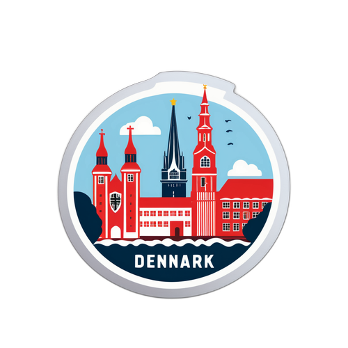 Stilfuld klistermærke som symboliserer Danmark