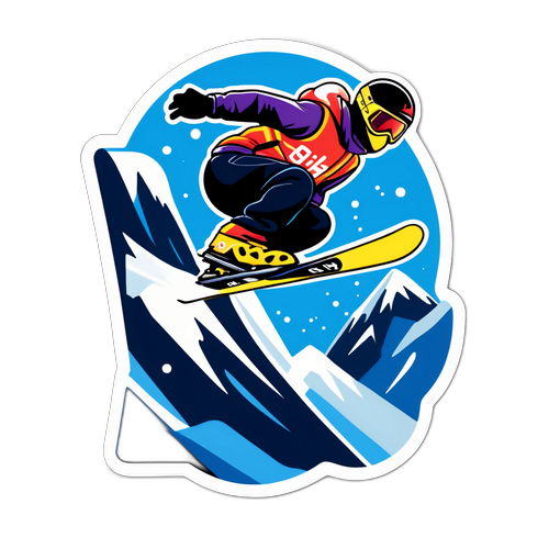 Adesivo Invernale: Sciatore in Azione