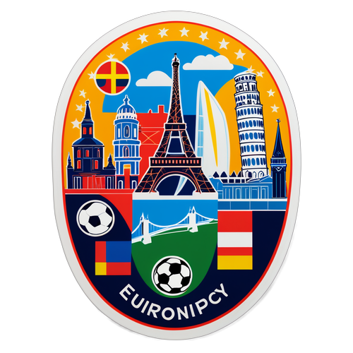 Stickers Liga Konferencji Europy z europejskimi zabytkami i piłką nożną