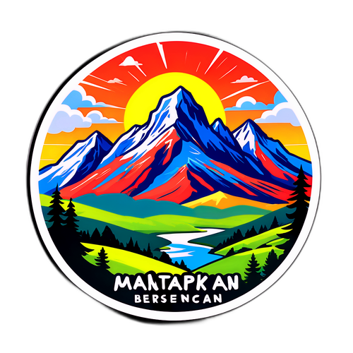 Stiker Pemandangan Gunung yang Meng uplifting
