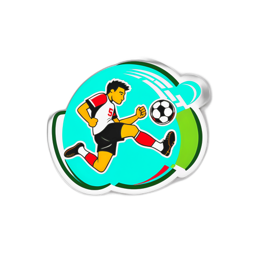 Sticker s fotbalem a nohou v akci