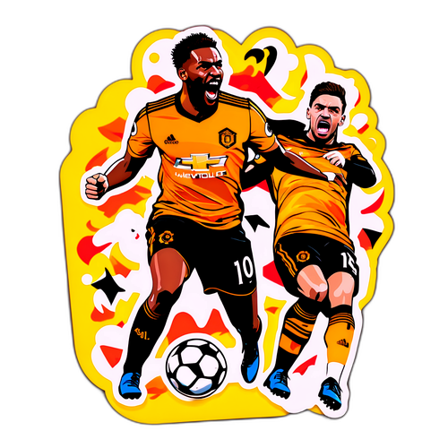 Autocolant care redă momentul epic al meciului Wolverhampton - Man Utd