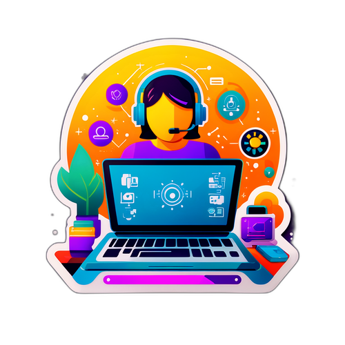 未来科技与人际合作主题贴纸