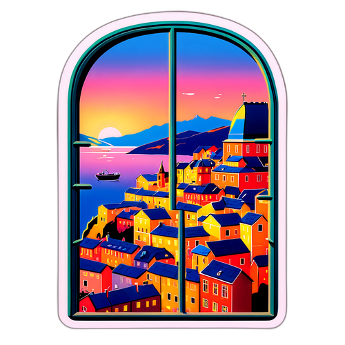 Romantisches Italien-Norwegen Motiv mit Sparsam Beleuchteten Fenstern