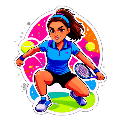 Energetisk klistermærke af Clara Tauson med tennisbolde