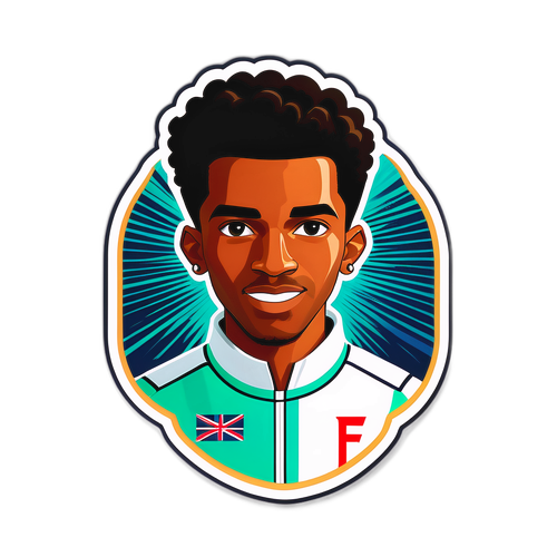 Un autocollant élégant représentant le portrait de Félix Auger-Aliassime, stylisé avec des éléments graphiques modernes