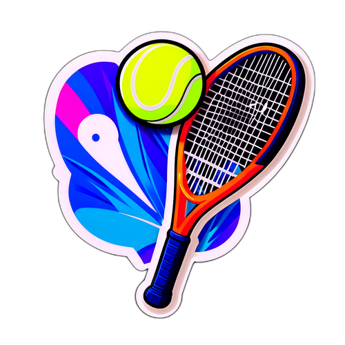 Autocolant Rublev cu rachetă și minge de tenis