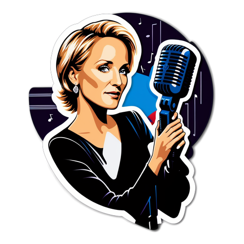 Sticker van Patricia Kaas met iconische muzikale elementen