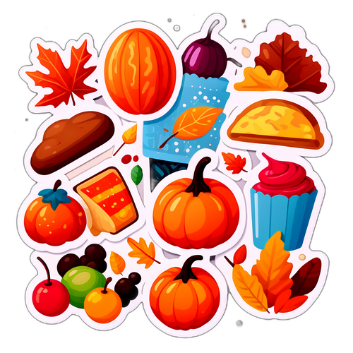 秋冬季节时尚美食贴纸
