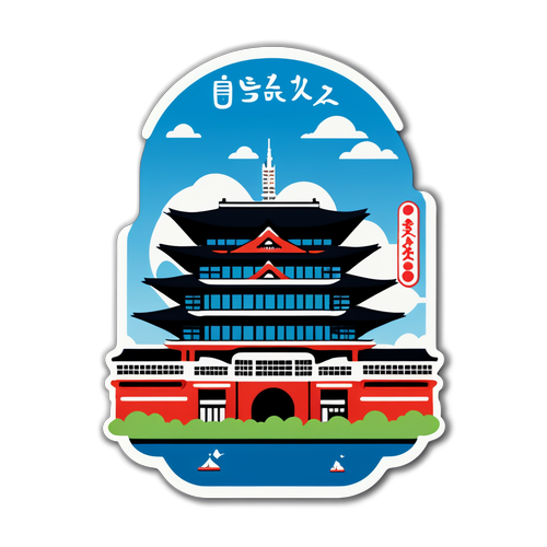 新大阪駅の喜び旅行を表現するデフォルメされたステッカー