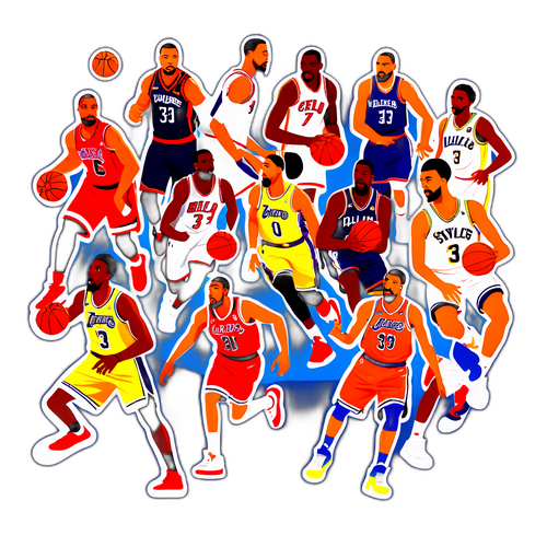 Cartoon NBA Starting Lineups Sticker