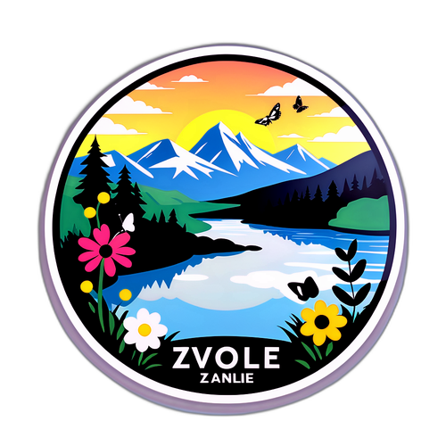 Nálepka s českou krajinou a názvem 'Zvole'