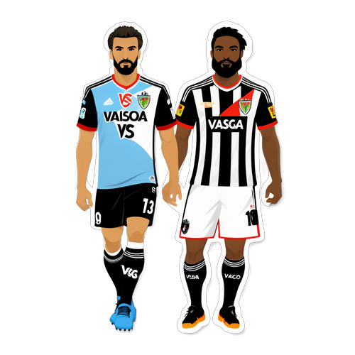 Banderín Creativo de Vitória vs Vasco da Gama, con camisetas de equipo contrastantes