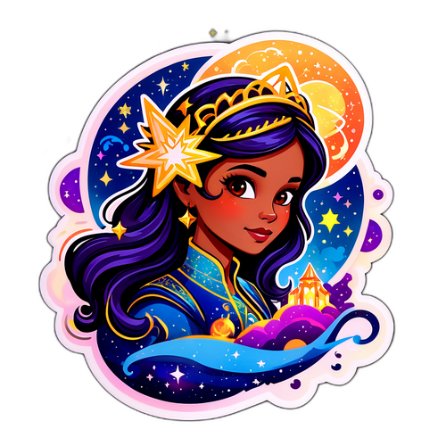 En fantasitema Martha Louise klistremerke med magiske elementer