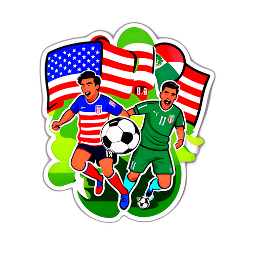 Stiker Pertandingan Sepak Bola USA vs Meksiko