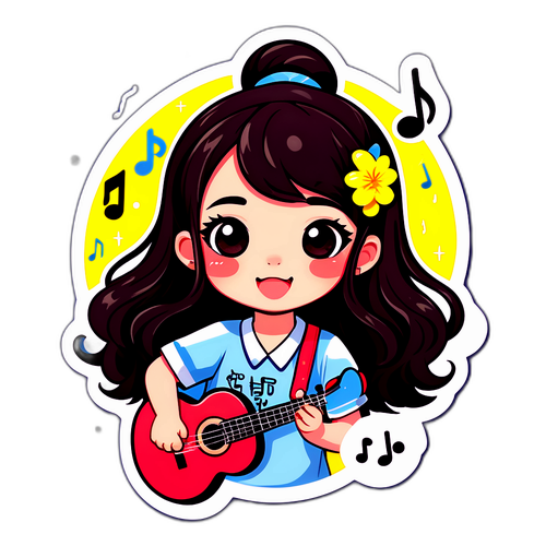 可愛的音樂女孩貼紙