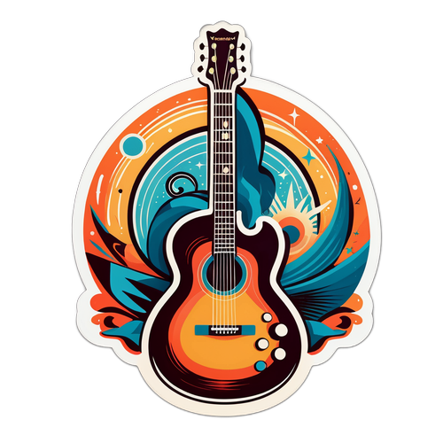 Μαύρη Vintage Αυτοκόλλητη Ετικέτα με Μουσικά Στοιχεία