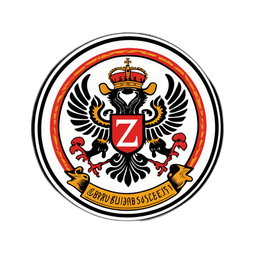 Наклейка с эмблемой Общества Збруев, с датой основания и символами театрального искусства