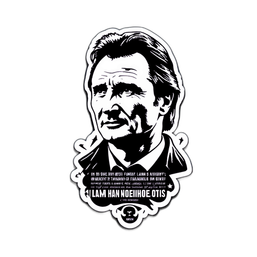 Karakteristisk bust af Liam Neeson med berømte citater fra hans film