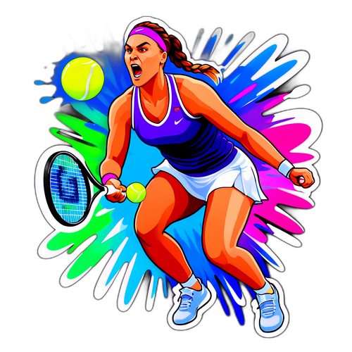 Autocollant coloré d'Aryna Sabalenka en action