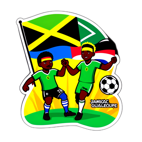 Stiker Pertandingan Sepak Bola Jamaika vs Guadeloupe