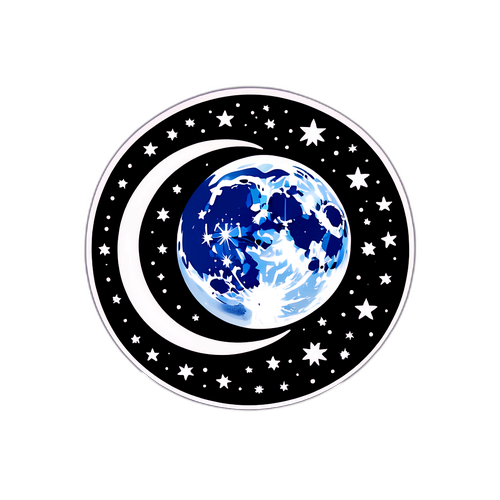 Une lune ferme et amicale avec des étoiles autour