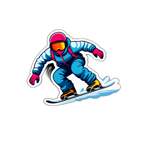 Snowboarder mit Schneespur