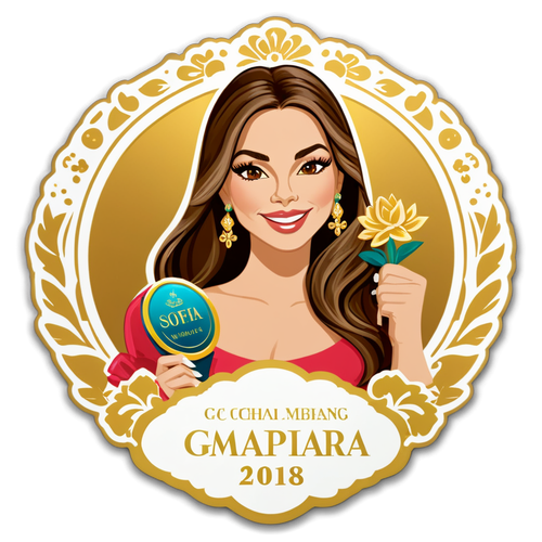 Un adesivo elegante di Sofia Vergara che tiene un premio