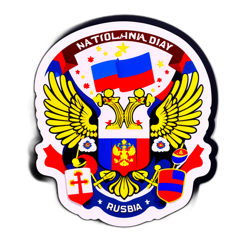 Дизайн наліпки до Дня Росії з національними символами та кольорами