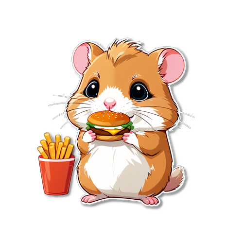 Unwiderstehlich süß! Der Hamster, der sich einen Mini-Burger gönnt!