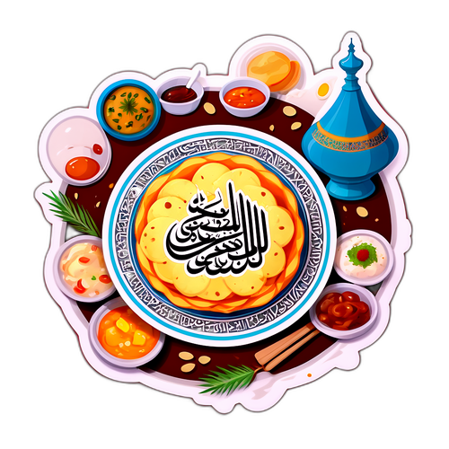 Stiker Kaligrafi Arab tentang Berbuka Puasa di Ramadan