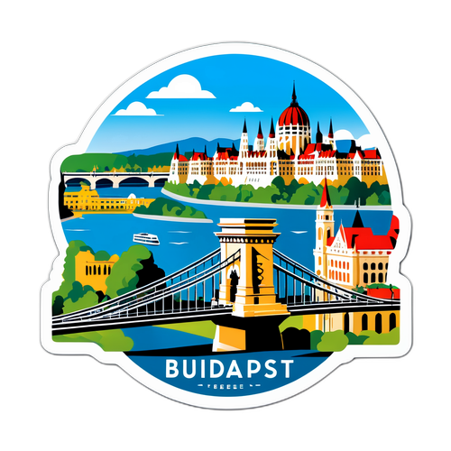 Стикер с иконическими достопримечательностями Будапешта