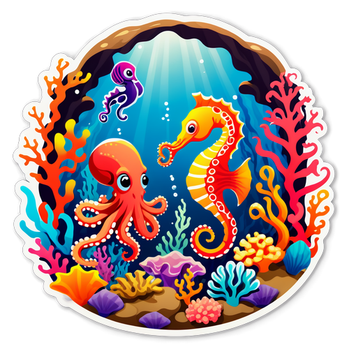 Magical Underwater Scene with Coral Reefs and Sea Creatures