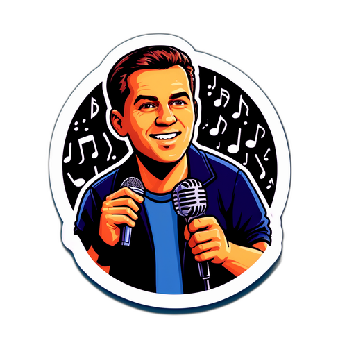 Sticker van Filip Nikolic met een microfoon