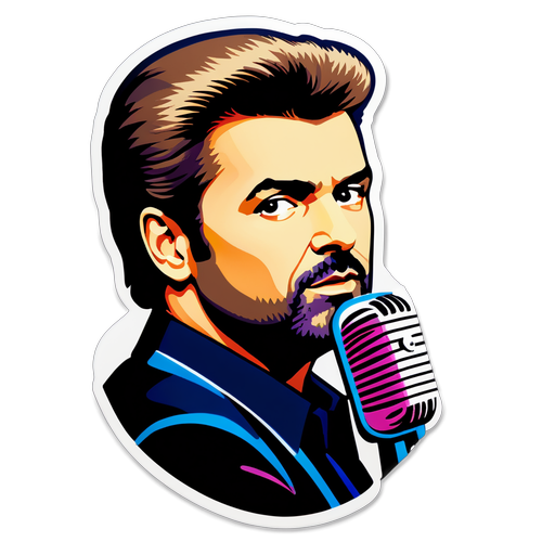 Retro-inspirert klistremerke med George Michael