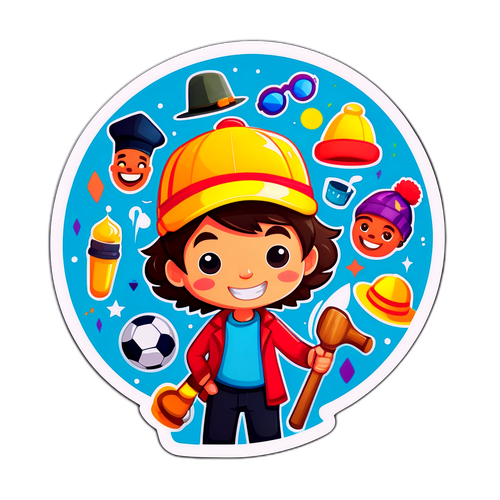 Verspielter Aufkleber von Sascha mit verschiedenen Hüten