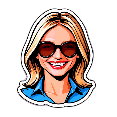 Cartoon-Illustration einer lächelnden Frau mit Sonnenbrille